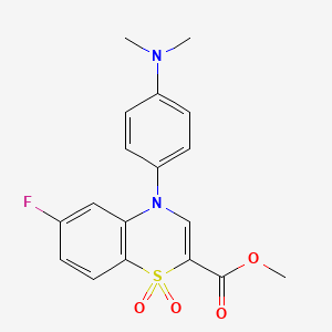 molecular formula C18H17FN2O4S B2421595 4-(4-(二甲氨基)苯基)-6-氟-4H-苯并[b][1,4]噻嗪-2-羧酸甲酯 1,1-二氧化物 CAS No. 1357874-53-3