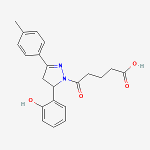 molecular formula C21H22N2O4 B2421603 5-[5-(2-hydroxyphenyl)-3-(4-methylphenyl)-4,5-dihydro-1H-pyrazol-1-yl]-5-oxopentanoic acid CAS No. 887222-64-2