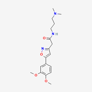 molecular formula C18H25N3O4 B2421607 2-(5-(3,4-二甲氧基苯基)异恶唑-3-基)-N-(3-(二甲氨基)丙基)乙酰胺 CAS No. 953181-34-5