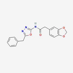2-(benzo[d][1,3]dioxol-5-yl)-N-(5-benzyl-1,3,4-oxadiazol-2-yl)acetamide