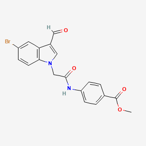 molecular formula C19H15BrN2O4 B2421611 methyl 4-{[(5-bromo-3-formyl-1H-indol-1-yl)acetyl]amino}benzoate CAS No. 593235-61-1