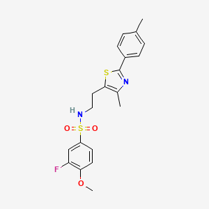 molecular formula C20H21FN2O3S2 B2421613 3-氟-4-甲氧基-N-[2-[4-甲基-2-(4-甲苯基)-1,3-噻唑-5-基]乙基]苯磺酰胺 CAS No. 893349-29-6