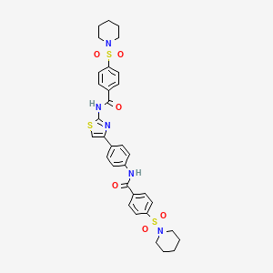 molecular formula C33H35N5O6S3 B2421617 4-(piperidin-1-ylsulfonyl)-N-(4-(4-(4-(piperidin-1-ylsulfonyl)benzamido)phenyl)thiazol-2-yl)benzamide CAS No. 325986-49-0