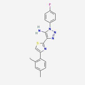 molecular formula C19H16FN5S B2421620 4-[4-(2,4-dimethylphenyl)-1,3-thiazol-2-yl]-1-(4-fluorophenyl)-1H-1,2,3-triazol-5-amine CAS No. 1251617-42-1