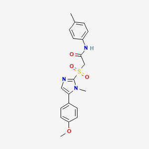 molecular formula C20H21N3O4S B2421635 2-((5-(4-methoxyphenyl)-1-methyl-1H-imidazol-2-yl)sulfonyl)-N-(p-tolyl)acetamide CAS No. 922072-86-4