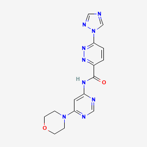 molecular formula C15H15N9O2 B2421640 N-(6-吗啉代嘧啶-4-基)-6-(1H-1,2,4-三唑-1-基)哒嗪-3-甲酰胺 CAS No. 1448045-31-5