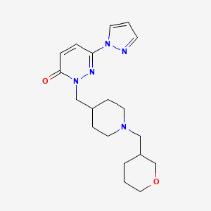 molecular formula C19H27N5O2 B2421648 2-({1-[(oxan-3-yl)methyl]piperidin-4-yl}methyl)-6-(1H-吡唑-1-基)-2,3-二氢哒嗪-3-酮 CAS No. 2176126-16-0