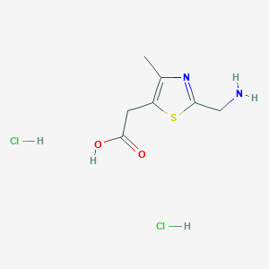 molecular formula C7H12Cl2N2O2S B2421649 2-[2-(Aminomethyl)-4-methyl-1,3-thiazol-5-yl]acetic acid;dihydrochloride CAS No. 2126159-48-4