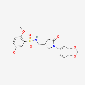 molecular formula C20H22N2O7S B2421652 N-((1-(benzo[d][1,3]dioxol-5-yl)-5-oxopyrrolidin-3-yl)methyl)-2,5-dimethoxybenzenesulfonamide CAS No. 954715-15-2