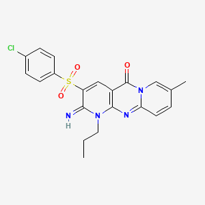 molecular formula C21H19ClN4O3S B2421659 3-((4-氯苯基)磺酰基)-2-亚氨基-8-甲基-1-丙基-1H-二吡啶并[1,2-a:2',3'-d]嘧啶-5(2H)-酮 CAS No. 606960-02-5
