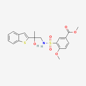 molecular formula C20H21NO6S2 B2421661 3-(N-(2-(苯并[b]噻吩-2-基)-2-羟基丙基)磺酰胺基)-4-甲氧基苯甲酸甲酯 CAS No. 2034404-23-2