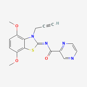 molecular formula C17H14N4O3S B2421666 (E)-N-(4,7-dimethoxy-3-(prop-2-yn-1-yl)benzo[d]thiazol-2(3H)-ylidene)pyrazine-2-carboxamide CAS No. 1173373-28-8