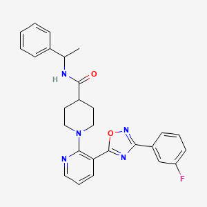 molecular formula C27H26FN5O2 B2421674 {4-[(6-Ethyl-5-methyl[1,2,4]triazolo[1,5-a]pyrimidin-7-yl)thio]phenyl}dimethylamine CAS No. 1251585-09-7