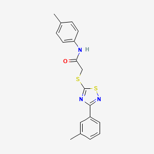 molecular formula C18H17N3OS2 B2421680 N-(p-tolyl)-2-((3-(m-tolyl)-1,2,4-thiadiazol-5-yl)thio)acetamide CAS No. 864917-75-9
