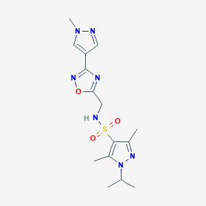 1-isopropyl-3,5-dimethyl-N-((3-(1-methyl-1H-pyrazol-4-yl)-1,2,4-oxadiazol-5-yl)methyl)-1H-pyrazole-4-sulfonamide