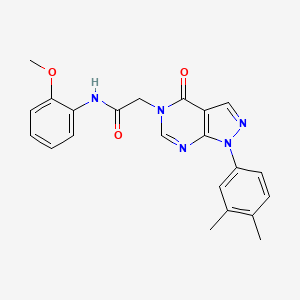 molecular formula C22H21N5O3 B2421697 2-(1-(3,4-dimethylphenyl)-4-oxo-1H-pyrazolo[3,4-d]pyrimidin-5(4H)-yl)-N-(2-methoxyphenyl)acetamide CAS No. 852451-42-4
