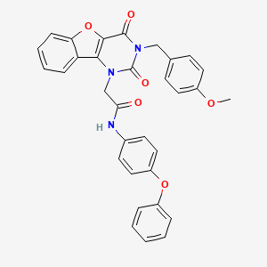 molecular formula C32H25N3O6 B2421705 2-(3-(4-methoxybenzyl)-2,4-dioxo-3,4-dihydrobenzofuro[3,2-d]pyrimidin-1(2H)-yl)-N-(4-phenoxyphenyl)acetamide CAS No. 892437-23-9