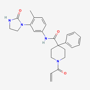 molecular formula C25H28N4O3 B2421706 N-[4-Methyl-3-(2-oxoimidazolidin-1-yl)phenyl]-4-phenyl-1-prop-2-enoylpiperidine-4-carboxamide CAS No. 2361758-40-7