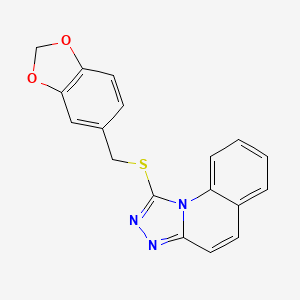 molecular formula C18H13N3O2S B2421722 1-(1,3-苯并二氧杂环-5-基甲硫基)-[1,2,4]三唑并[4,3-a]喹啉 CAS No. 690961-55-8