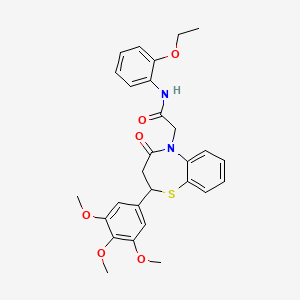 molecular formula C28H30N2O6S B2421752 N-(2-ethoxyphenyl)-2-(4-oxo-2-(3,4,5-trimethoxyphenyl)-3,4-dihydrobenzo[b][1,4]thiazepin-5(2H)-yl)acetamide CAS No. 847410-51-9
