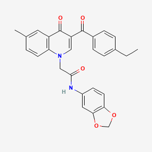 N-(benzo[d][1,3]dioxol-5-yl)-2-(3-(4-ethylbenzoyl)-6-methyl-4-oxoquinolin-1(4H)-yl)acetamide
