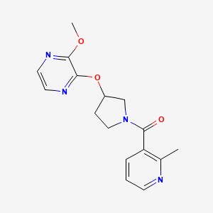 molecular formula C16H18N4O3 B2421763 (3-((3-Methoxypyrazin-2-yl)oxy)pyrrolidin-1-yl)(2-methylpyridin-3-yl)methanone CAS No. 2034579-10-5