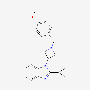 molecular formula C21H23N3O B2421768 2-Cyclopropyl-1-[1-[(4-methoxyphenyl)methyl]azetidin-3-yl]benzimidazole CAS No. 2380184-22-3