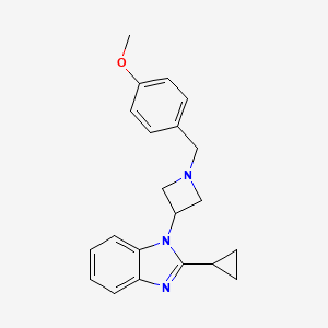 molecular formula C21H23N3O B2421768 2-cyclopropyl-1-{1-[(4-methoxyphenyl)methyl]azetidin-3-yl}-1H-1,3-benzodiazole CAS No. 2380184-22-3