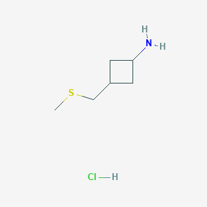 molecular formula C6H14ClNS B2421774 3-(Methylsulfanylmethyl)cyclobutan-1-amine;hydrochloride CAS No. 2361636-01-1
