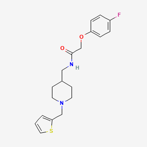 molecular formula C19H23FN2O2S B2421778 2-(4-fluorophenoxy)-N-((1-(thiophen-2-ylmethyl)piperidin-4-yl)methyl)acetamide CAS No. 954023-56-4