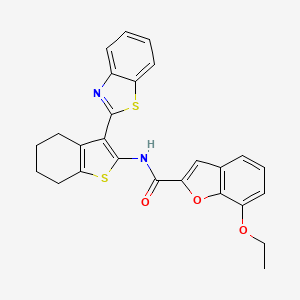 molecular formula C26H22N2O3S2 B2421780 N-(3-(benzo[d]thiazol-2-yl)-4,5,6,7-tetrahydrobenzo[b]thiophen-2-yl)-7-ethoxybenzofuran-2-carboxamide CAS No. 921801-01-6
