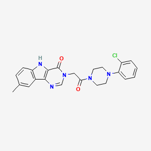 molecular formula C23H22ClN5O2 B2421783 3-(2-(4-(2-chlorophenyl)piperazin-1-yl)-2-oxoethyl)-8-methyl-3H-pyrimido[5,4-b]indol-4(5H)-one CAS No. 1184968-66-8