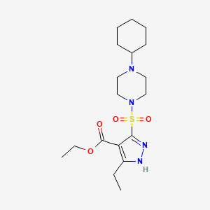 ethyl 5-((4-cyclohexylpiperazin-1-yl)sulfonyl)-3-ethyl-1H-pyrazole-4-carboxylate