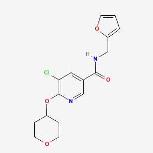 molecular formula C16H17ClN2O4 B2421792 5-氯-N-(呋喃-2-基甲基)-6-((四氢-2H-吡喃-4-基)氧基)烟酰胺 CAS No. 1903559-02-3