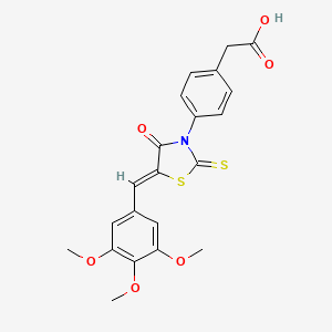 molecular formula C21H19NO6S2 B2421801 (Z)-2-(4-(4-oxo-2-thioxo-5-(3,4,5-trimethoxybenzylidene)thiazolidin-3-yl)phenyl)acetic acid CAS No. 868147-72-2