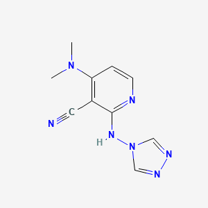 molecular formula C10H11N7 B2421806 4-(二甲氨基)-2-(4H-1,2,4-三唑-4-氨基)烟腈 CAS No. 338773-78-7