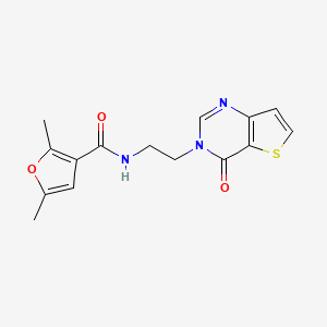molecular formula C15H15N3O3S B2421810 2,5-dimethyl-N-(2-(4-oxothieno[3,2-d]pyrimidin-3(4H)-yl)ethyl)furan-3-carboxamide CAS No. 2034263-09-5