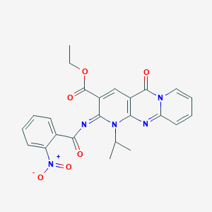 molecular formula C24H21N5O6 B2421815 (Z)-ethyl 1-isopropyl-2-((2-nitrobenzoyl)imino)-5-oxo-2,5-dihydro-1H-dipyrido[1,2-a:2',3'-d]pyrimidine-3-carboxylate CAS No. 534566-85-3