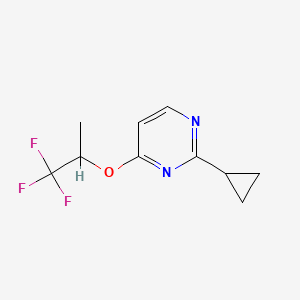molecular formula C10H11F3N2O B2421817 2-Cyclopropyl-4-[(1,1,1-trifluoropropan-2-yl)oxy]pyrimidine CAS No. 2199764-74-2