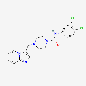 molecular formula C19H19Cl2N5O B2421829 N-(3,4-dichlorophenyl)-4-(imidazo[1,2-a]pyridin-3-ylmethyl)piperazine-1-carboxamide CAS No. 1421504-93-9