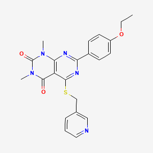 molecular formula C22H21N5O3S B2421840 7-(4-ethoxyphenyl)-1,3-dimethyl-5-((pyridin-3-ylmethyl)thio)pyrimido[4,5-d]pyrimidine-2,4(1H,3H)-dione CAS No. 872695-88-0