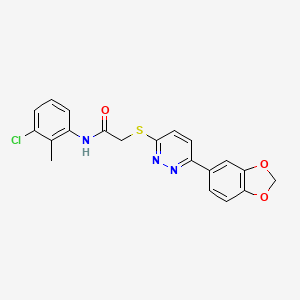 molecular formula C20H16ClN3O3S B2421847 2-[6-(1,3-benzodioxol-5-yl)pyridazin-3-yl]sulfanyl-N-(3-chloro-2-methylphenyl)acetamide CAS No. 896049-46-0