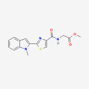 molecular formula C16H15N3O3S B2421848 2-(2-(1-甲基-1H-吲哚-2-基)噻唑-4-甲酰胺基)乙酸甲酯 CAS No. 1171978-32-7