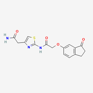 N-(4-(2-amino-2-oxoethyl)thiazol-2-yl)-2-((3-oxo-2,3-dihydro-1H-inden-5-yl)oxy)acetamide