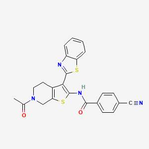 N-[6-acetyl-3-(1,3-benzothiazol-2-yl)-5,7-dihydro-4H-thieno[2,3-c]pyridin-2-yl]-4-cyanobenzamide