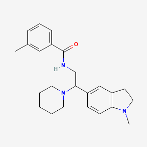 molecular formula C24H31N3O B2421867 3-methyl-N-(2-(1-methylindolin-5-yl)-2-(piperidin-1-yl)ethyl)benzamide CAS No. 922069-59-8