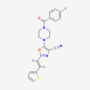 (E)-5-(4-(4-fluorobenzoyl)piperazin-1-yl)-2-(2-(thiophen-2-yl)vinyl)oxazole-4-carbonitrile