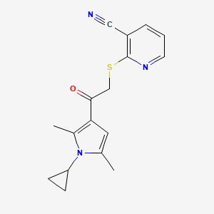 2-{[2-(1-cyclopropyl-2,5-dimethyl-1H-pyrrol-3-yl)-2-oxoethyl]sulfanyl}pyridine-3-carbonitrile