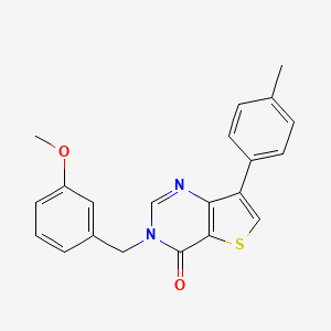 molecular formula C21H18N2O2S B2421900 3-(3-methoxybenzyl)-7-(4-methylphenyl)thieno[3,2-d]pyrimidin-4(3H)-one CAS No. 1207045-54-2