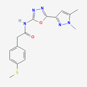 molecular formula C16H17N5O2S B2421917 N-(5-(1,5-dimethyl-1H-pyrazol-3-yl)-1,3,4-oxadiazol-2-yl)-2-(4-(methylthio)phenyl)acetamide CAS No. 1171614-21-3